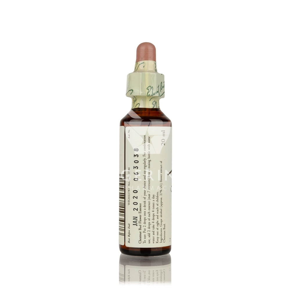 Συστατικά για Ανθοΐαμα Bach Chestnut Bud για αδυναμία να μάθει από τα λάθη του, συμπληρωμα διατροφής σε σταγόνες απο το Φαρμακείο Avgerinos