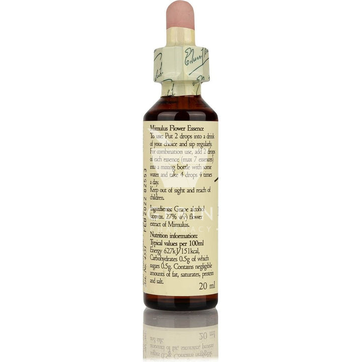 Συστατικά από Aνθοΐαμα Bach MIMULUS, για έντονες φοβίες,  συμπληρωμα διατροφής σε σταγόνες απο το Φαρμακείο Avgerinos