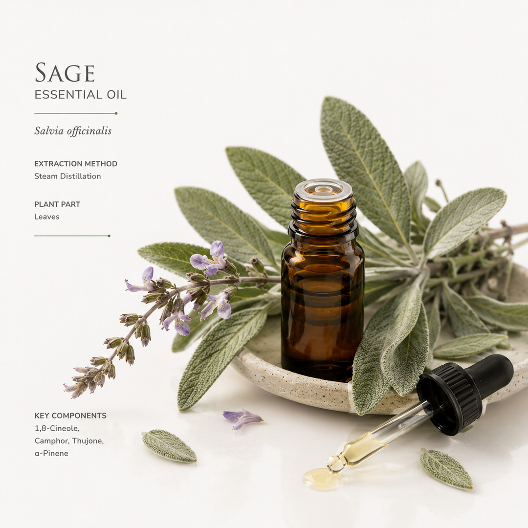 Aceite esencial de Salvia (Sage), de uso medicinal y cosmético