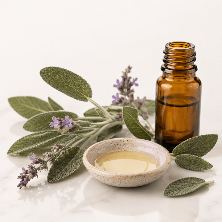 Aceite esencial de Salvia (Sage), de uso medicinal y cosmético