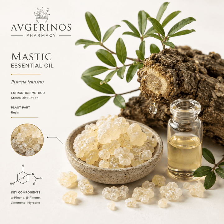 Αιθέριο έλαιο Μαστίχα (Mastic), φαρμακευτικής &amp; καλλυντικής χρήσης - Avgerinos Pharmacy
